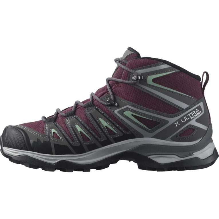 Botas Montaña Salomon X Ultra Pioneer Mid CSWP Mujer Vino Grises Oscuro | MX IUPV265